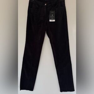 Women's Golfino Black Corduroy Pants w Feathered Hem